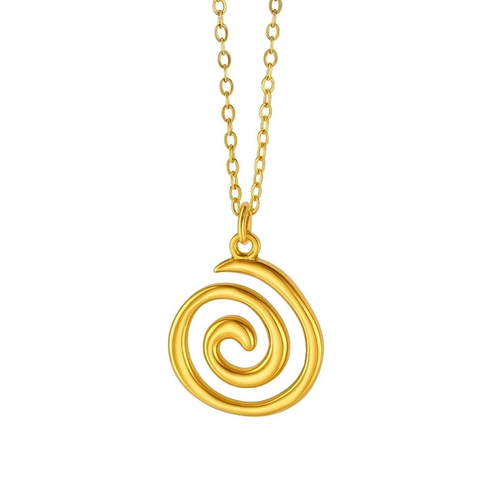 Gold Spiral Pendant Necklace Minimalist Swirl Charm